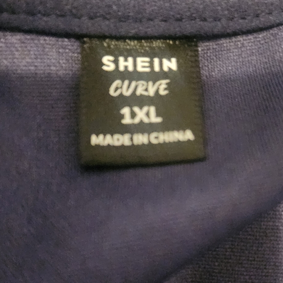 SHEIN Clasi Plus Keyhole Neckline Contrast Mesh Puff Sleeve Dress NWOT - Picture 10 of 11